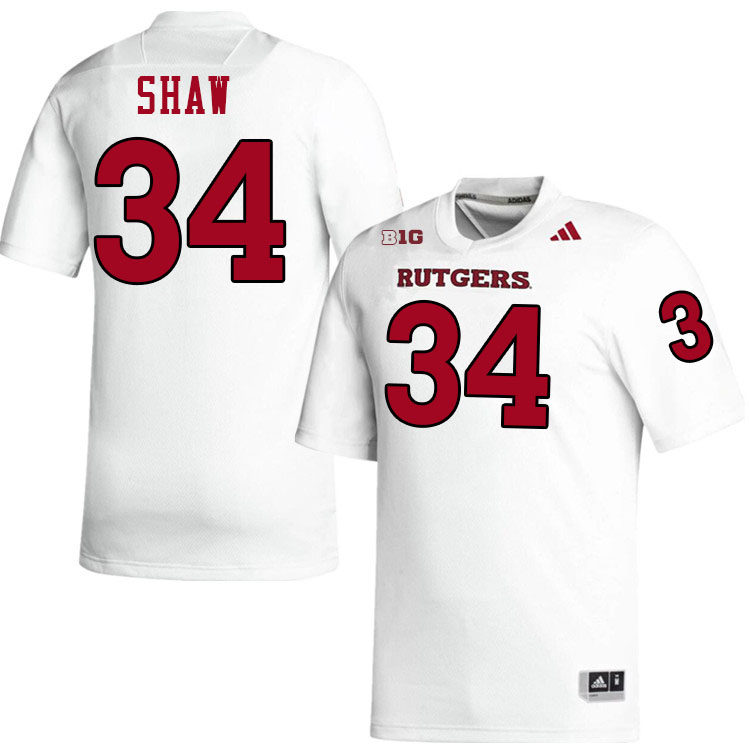 Rutgers Scarlet Knights #34 Noah Shaw College Football Jerseys Stitched-White
